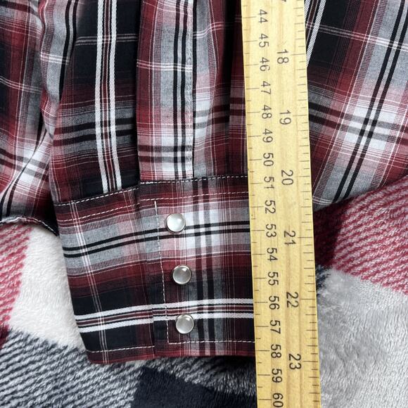 Ely Cattleman Pearl Snap Shirt Long Sleeve 2XL Mens Black Plaid Western Button - Picture 7 of 9